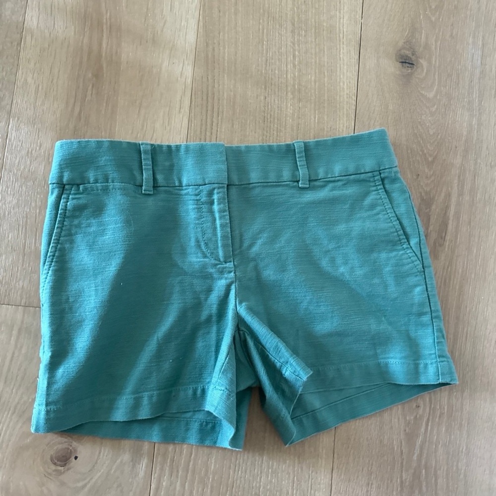 LOFT Green Bermuda Shorts Structured Cotton Blend